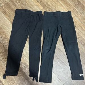 Nike Girls 5 Black Leggings and Jumping Bean Cropped Leggings Lot